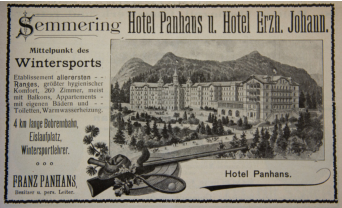 Werbung fr Hotel Panhans und Hotel Erzh. Johann anno 1908
