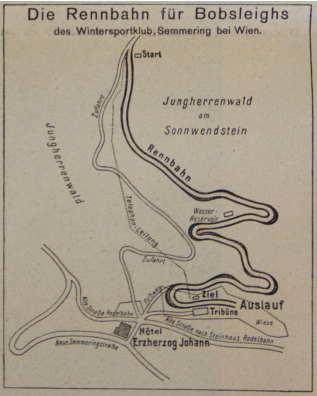 Skizze der Bobsleigh-Bahn 1908